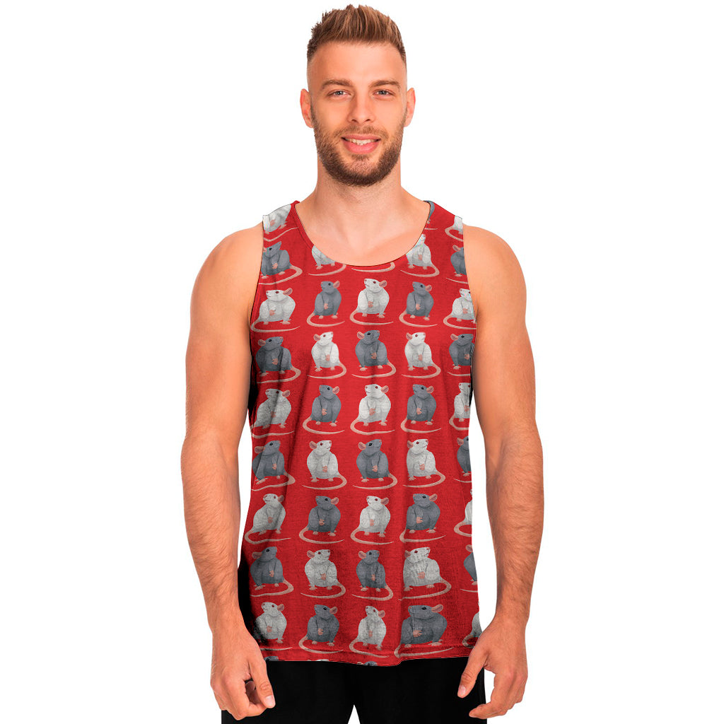 Chinese Rat Zodiac Pattern Print Men's Tank Top