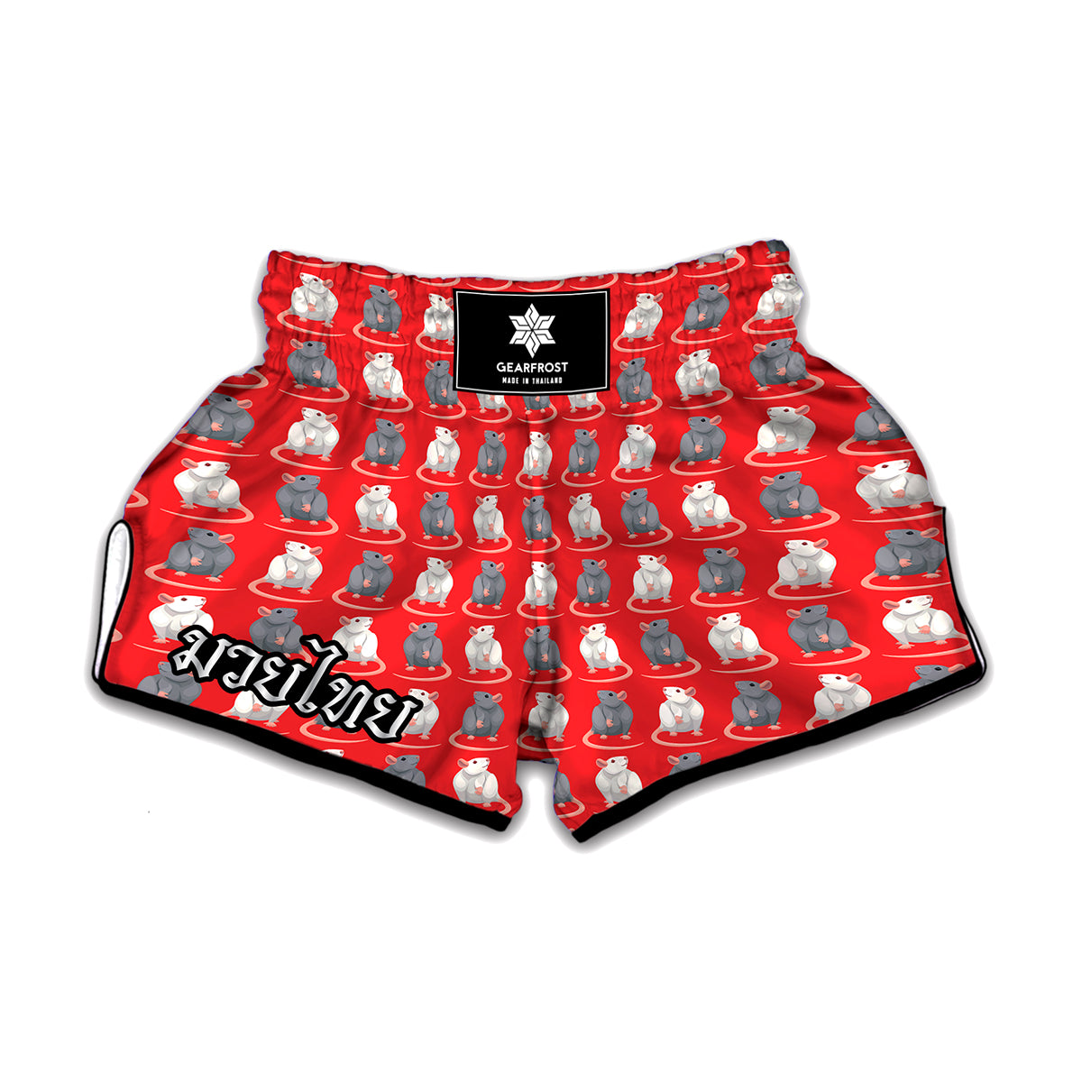 Chinese Rat Zodiac Pattern Print Muay Thai Boxing Shorts