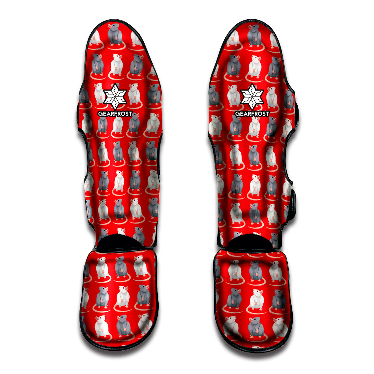 Chinese Rat Zodiac Pattern Print Muay Thai Shin Guards