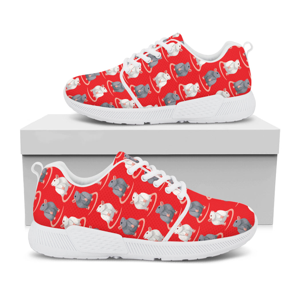 Chinese Rat Zodiac Pattern Print White Athletic Shoes