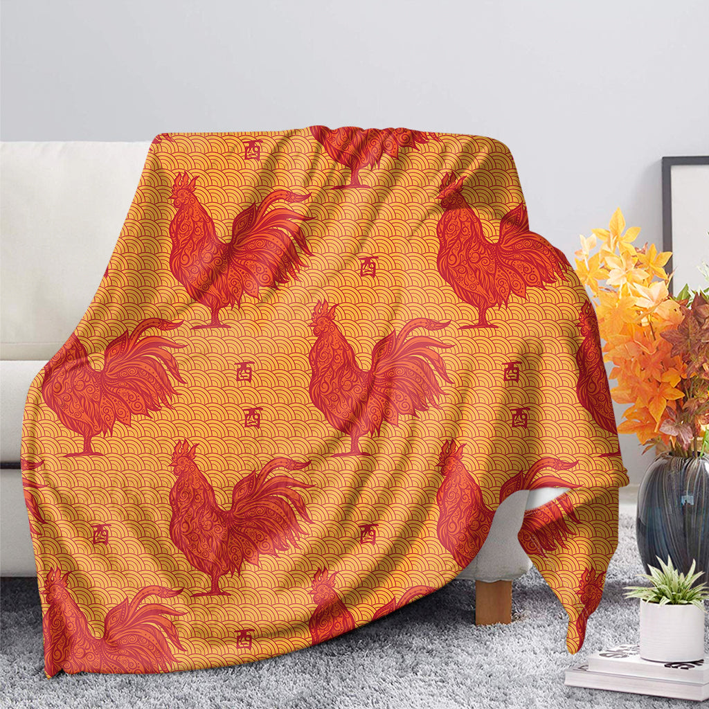 Chinese Rooster Pattern Print Blanket