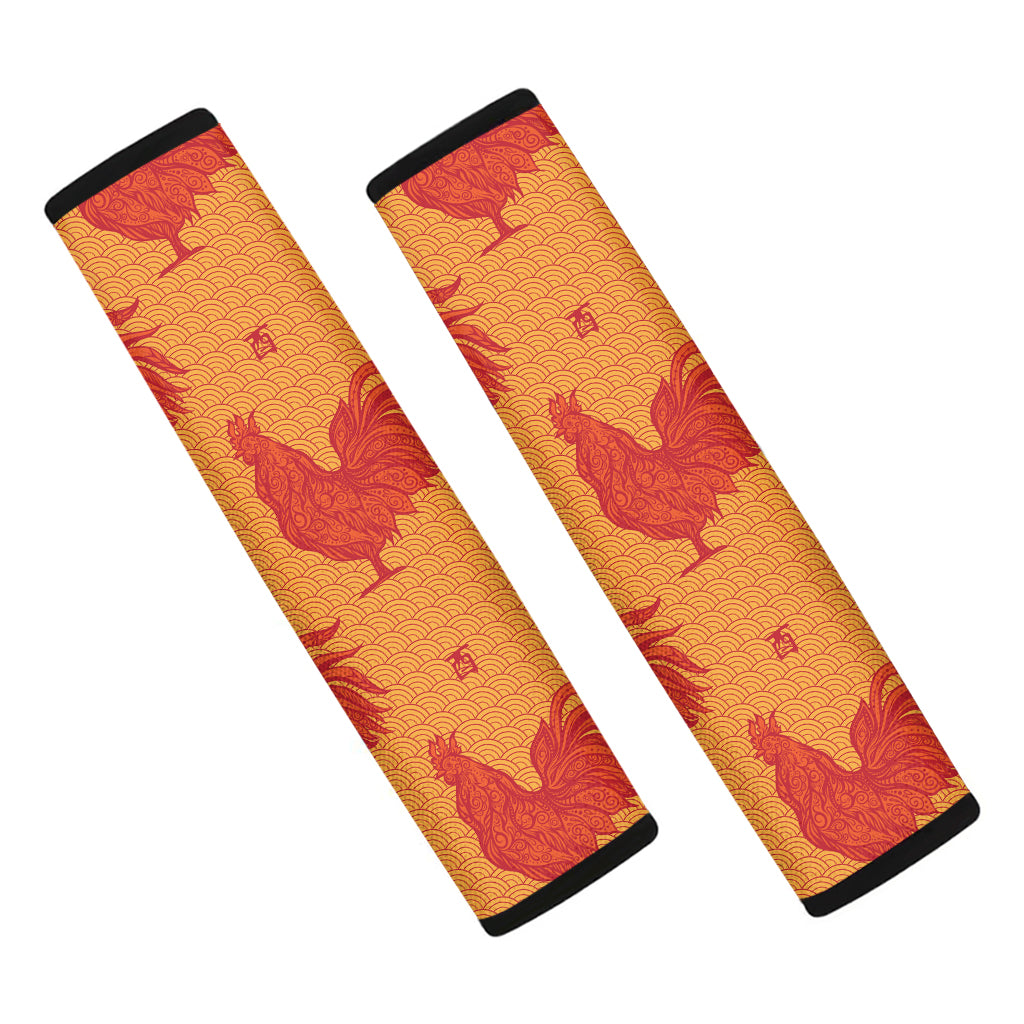 Chinese Rooster Pattern Print Car Seat Belt Covers