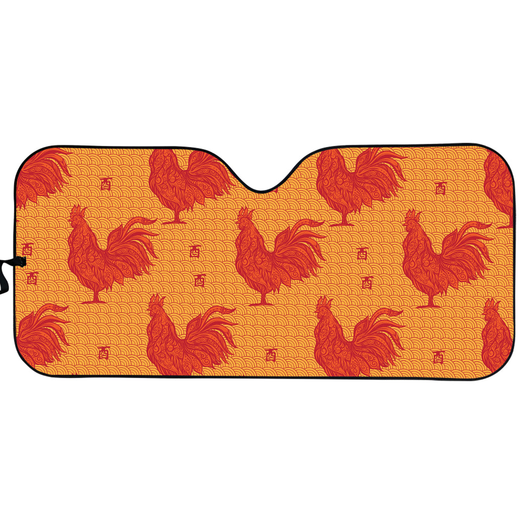 Chinese Rooster Pattern Print Car Sun Shade