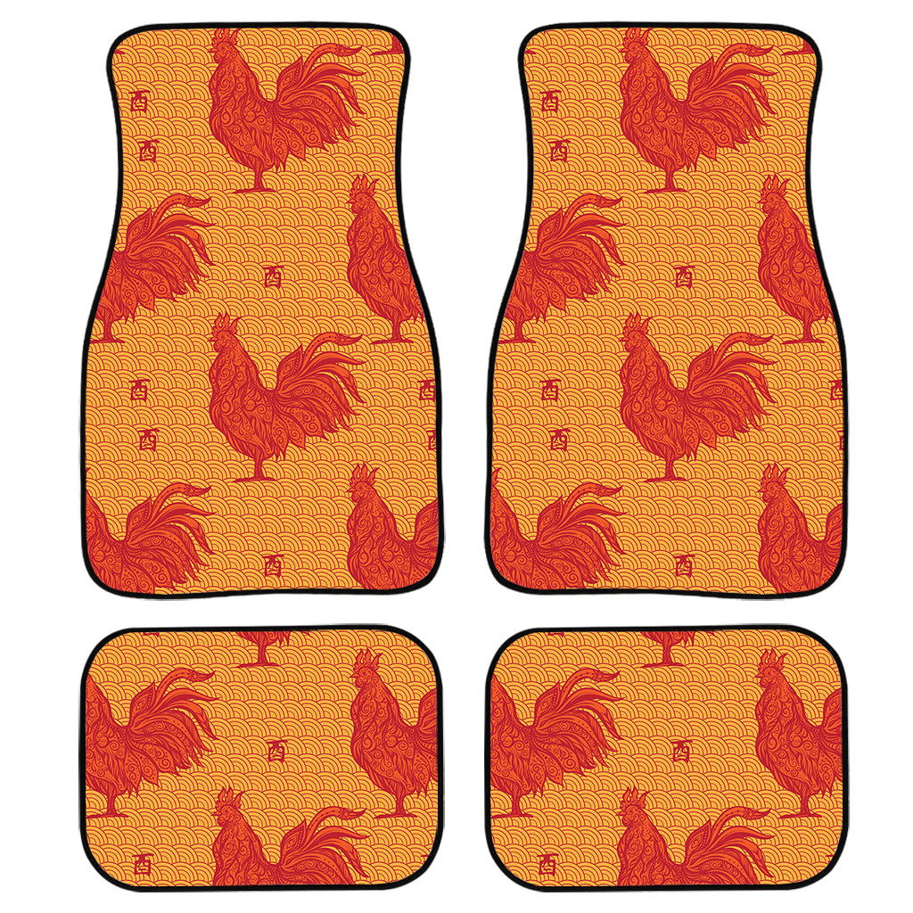 Chinese Rooster Pattern Print Front and Back Car Floor Mats