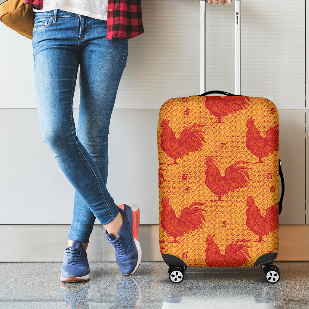 Chinese Rooster Pattern Print Luggage Cover
