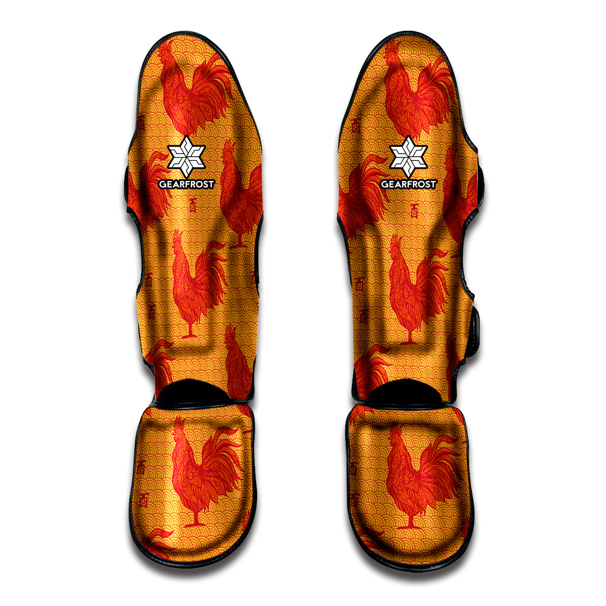 Chinese Rooster Pattern Print Muay Thai Shin Guards