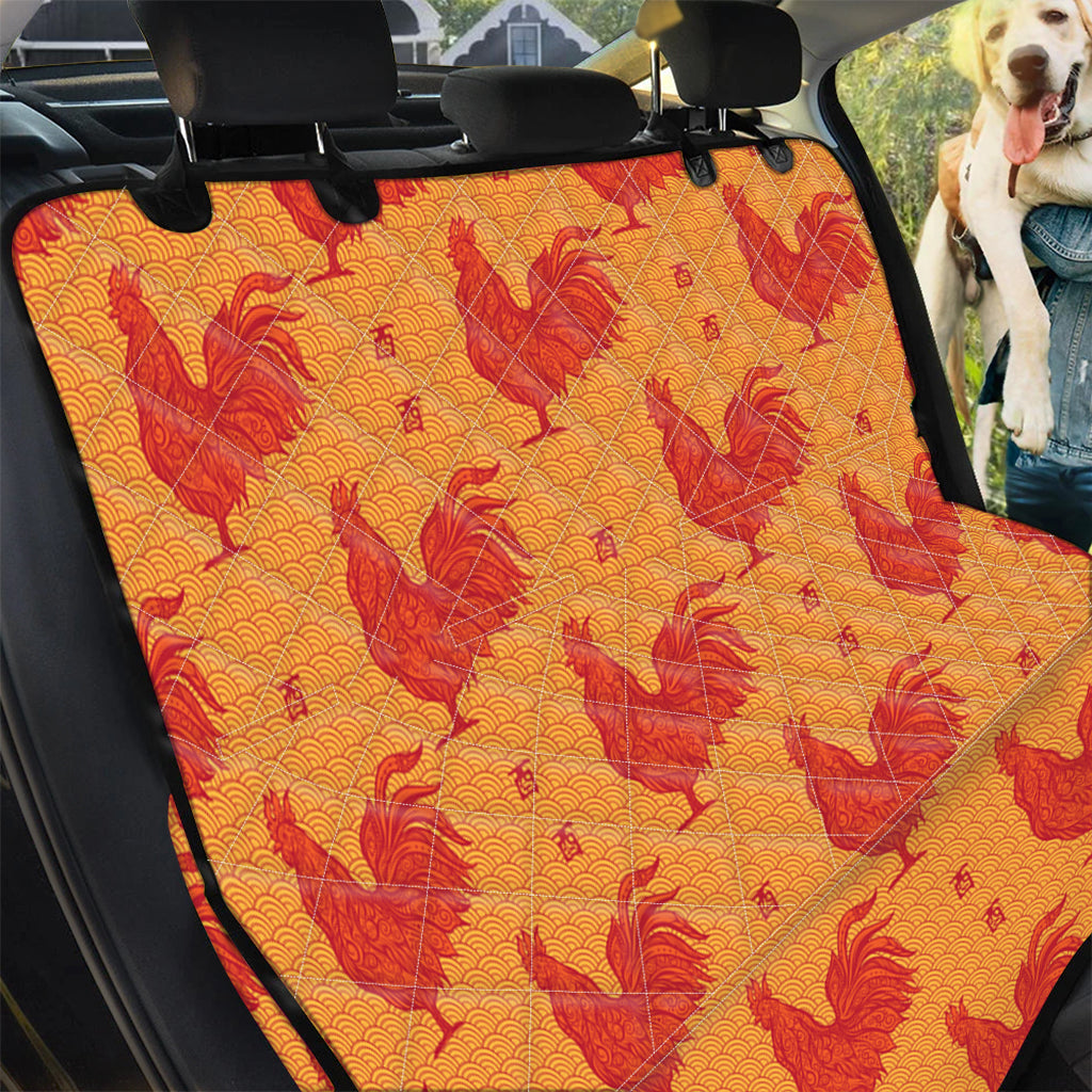 Chinese Rooster Pattern Print Pet Car Back Seat Cover