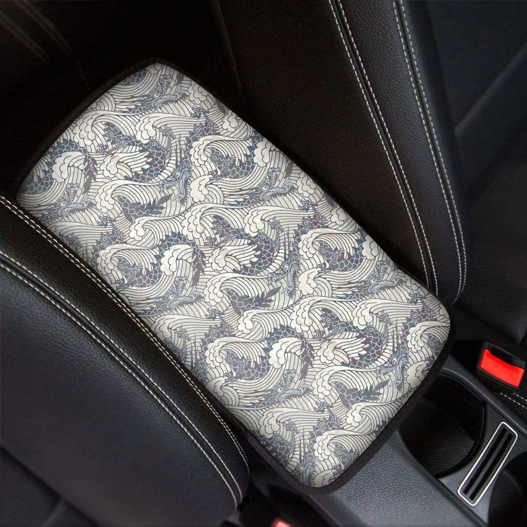 Chinese Sea Dragon Pattern Print Car Center Console Cover