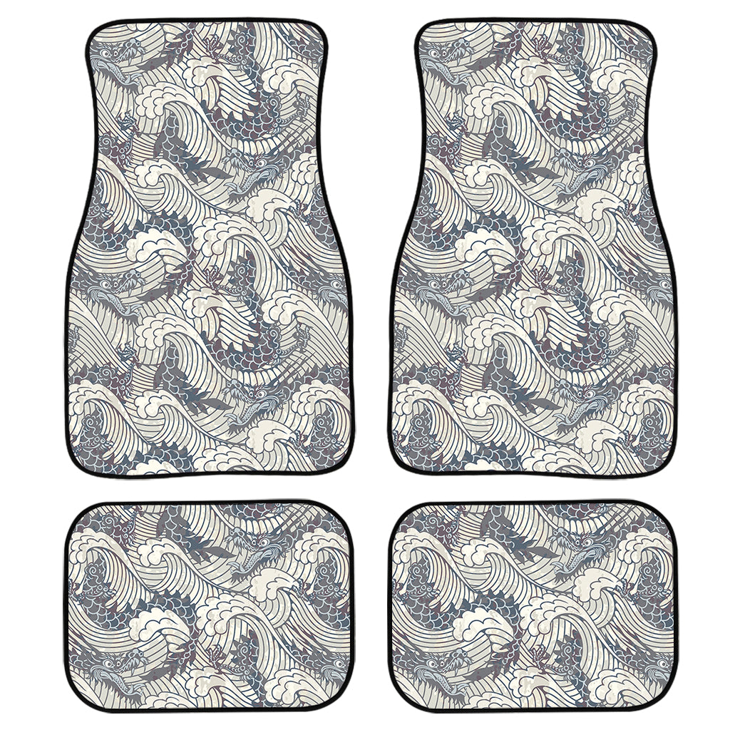 Chinese Sea Dragon Pattern Print Front and Back Car Floor Mats