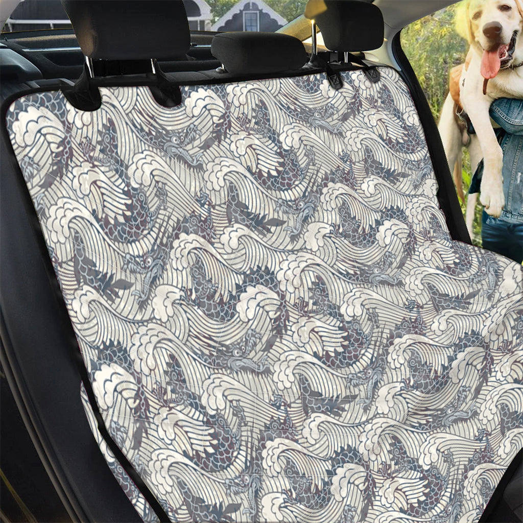 Chinese Sea Dragon Pattern Print Pet Car Back Seat Cover