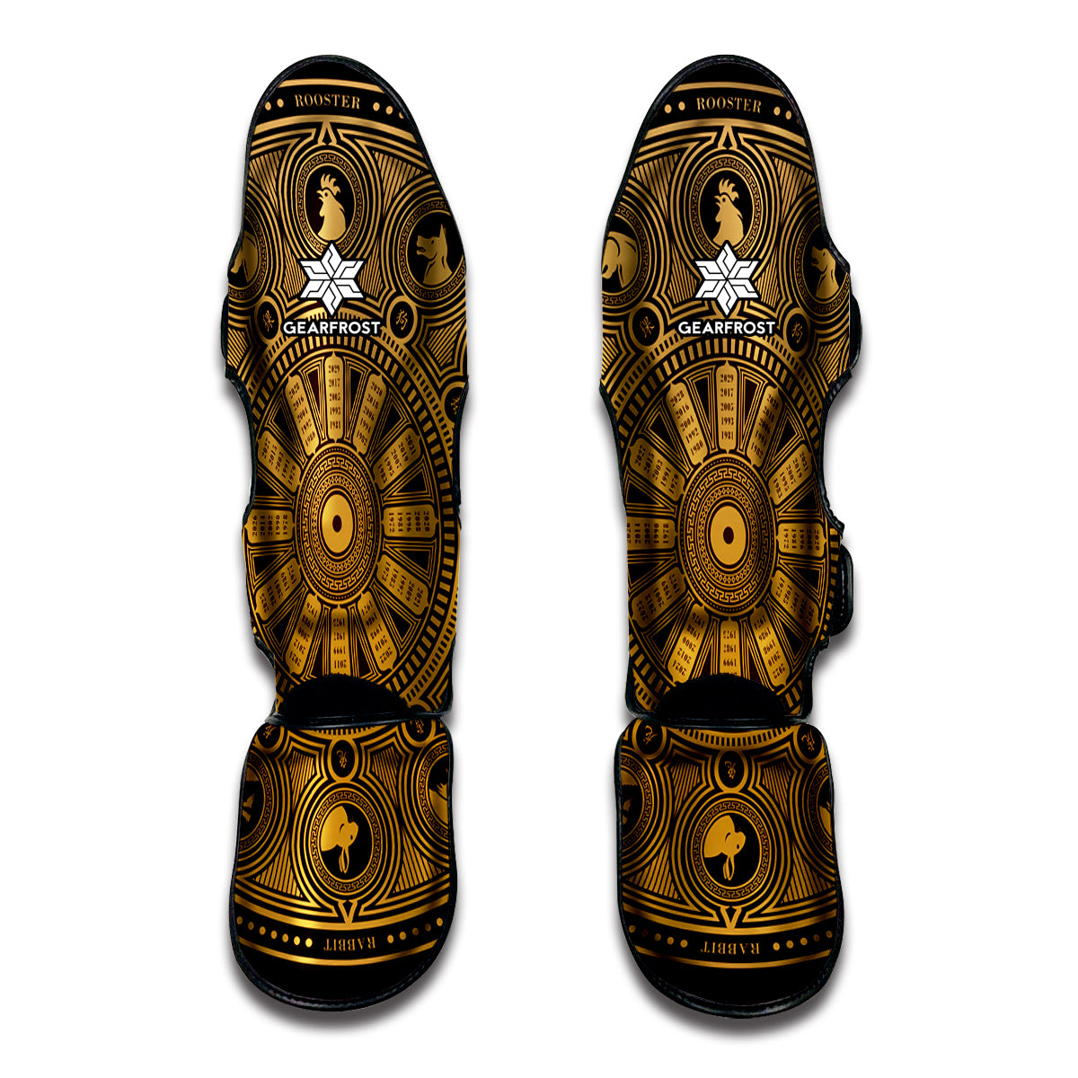 Chinese Zodiac Calendar Signs Print Muay Thai Shin Guards