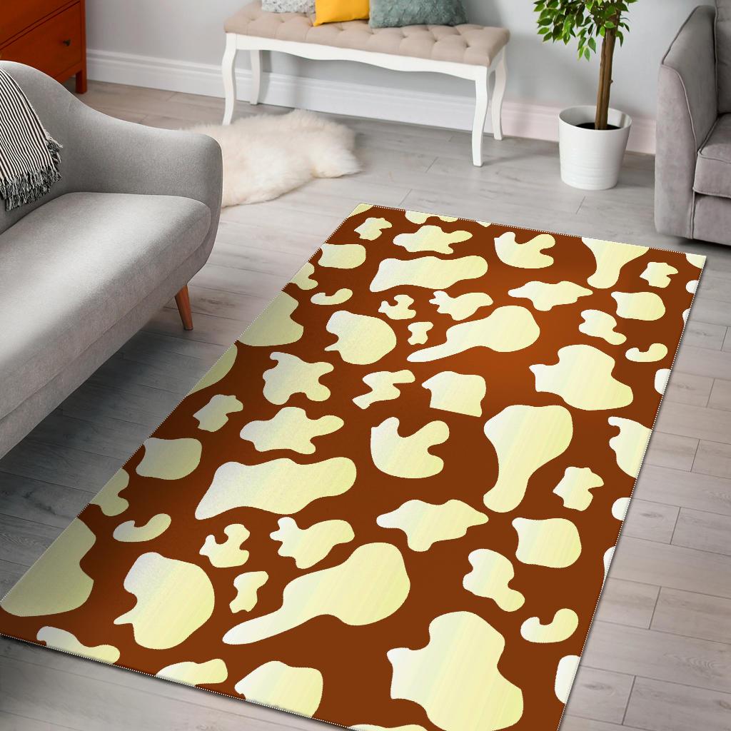 Chocolate And Milk Cow Print Area Rug