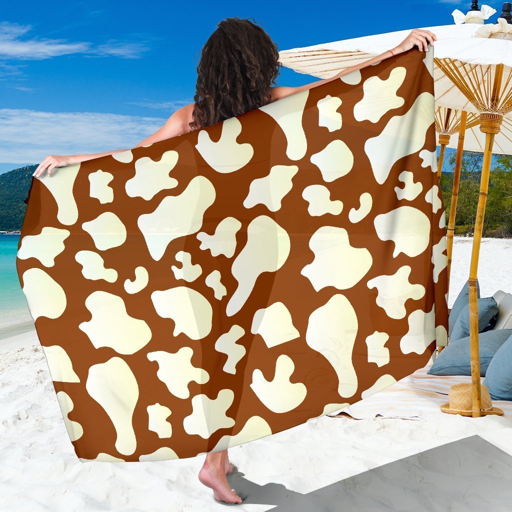 Chocolate And Milk Cow Print Beach Sarong Wrap