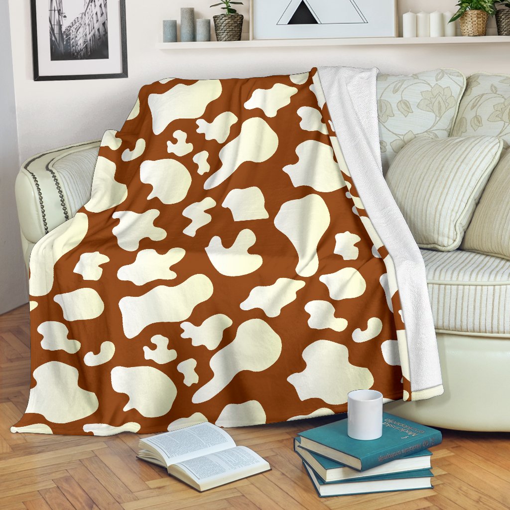 Chocolate And Milk Cow Print Blanket