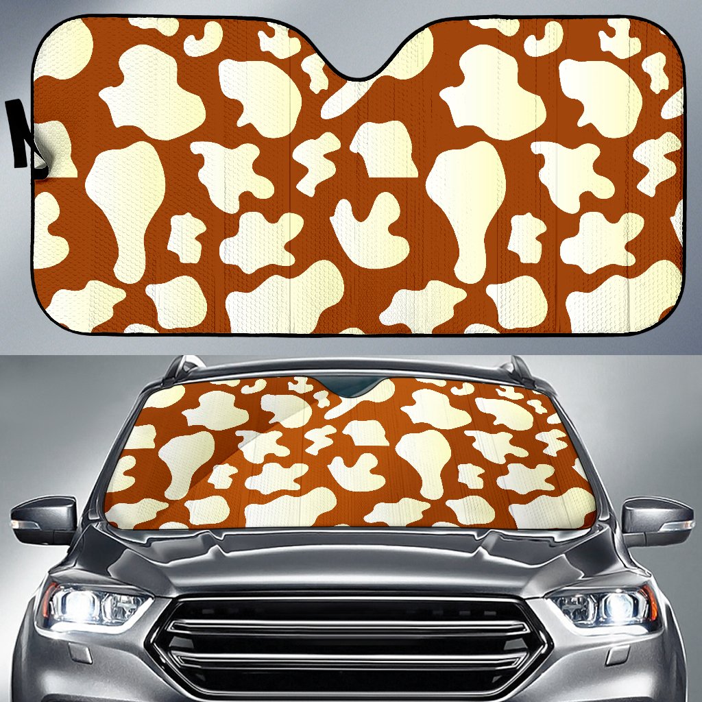 Chocolate And Milk Cow Print Car Sun Shade