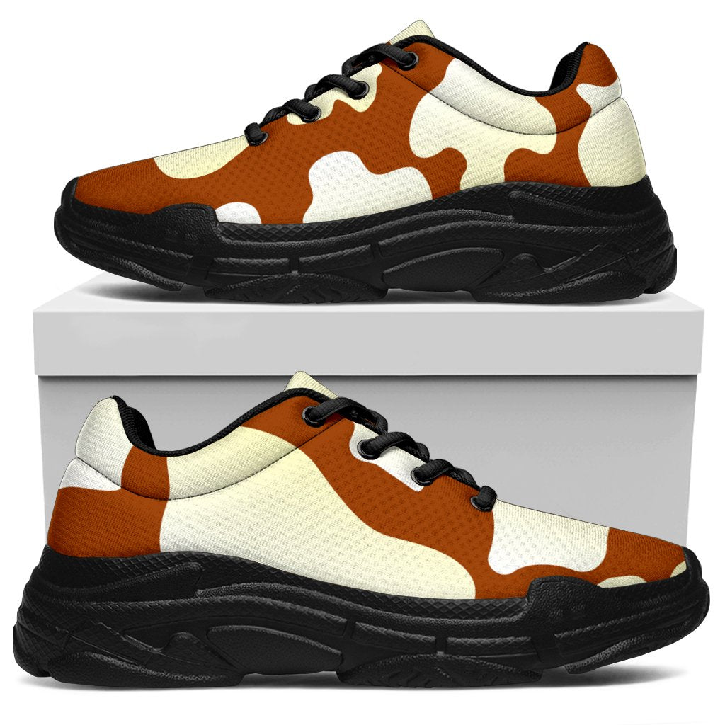 Chocolate And Milk Cow Print Chunky Sneakers