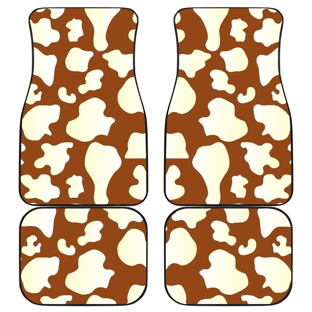 Chocolate And Milk Cow Print Front and Back Car Floor Mats