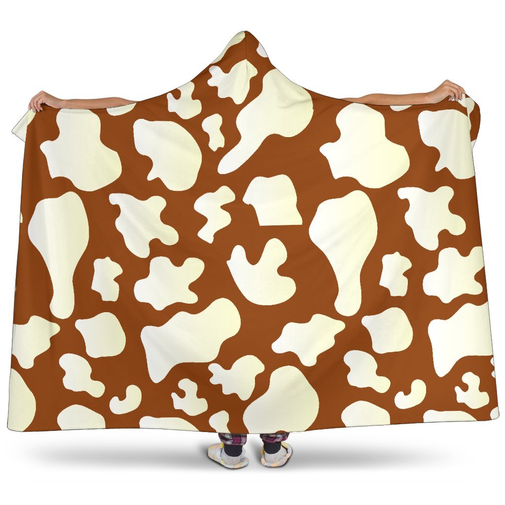 Chocolate And Milk Cow Print Hooded Blanket