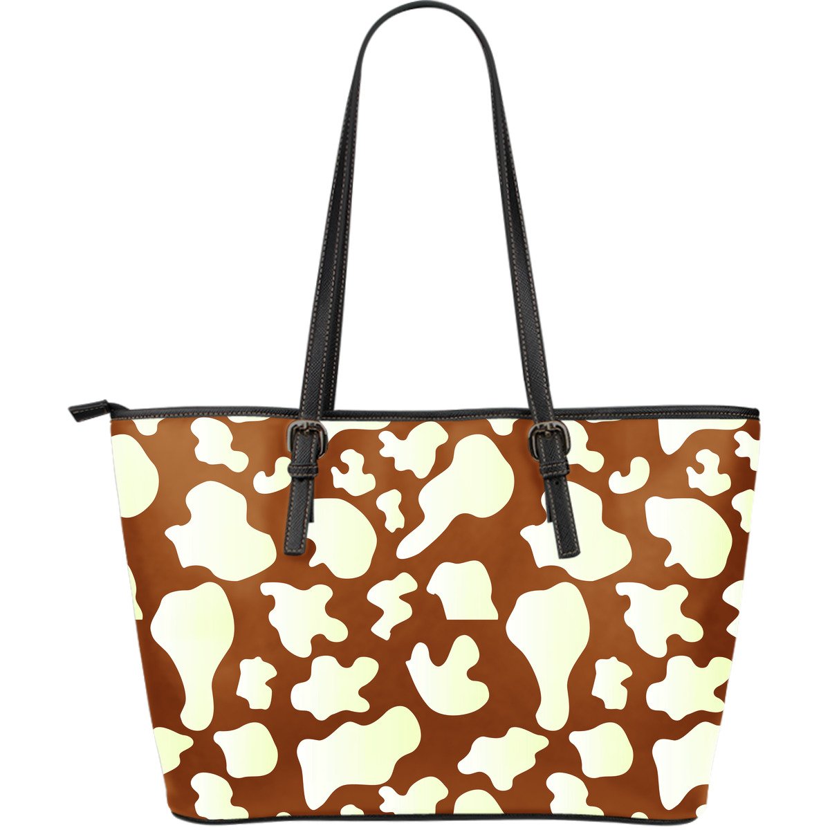 Chocolate And Milk Cow Print Leather Tote Bag