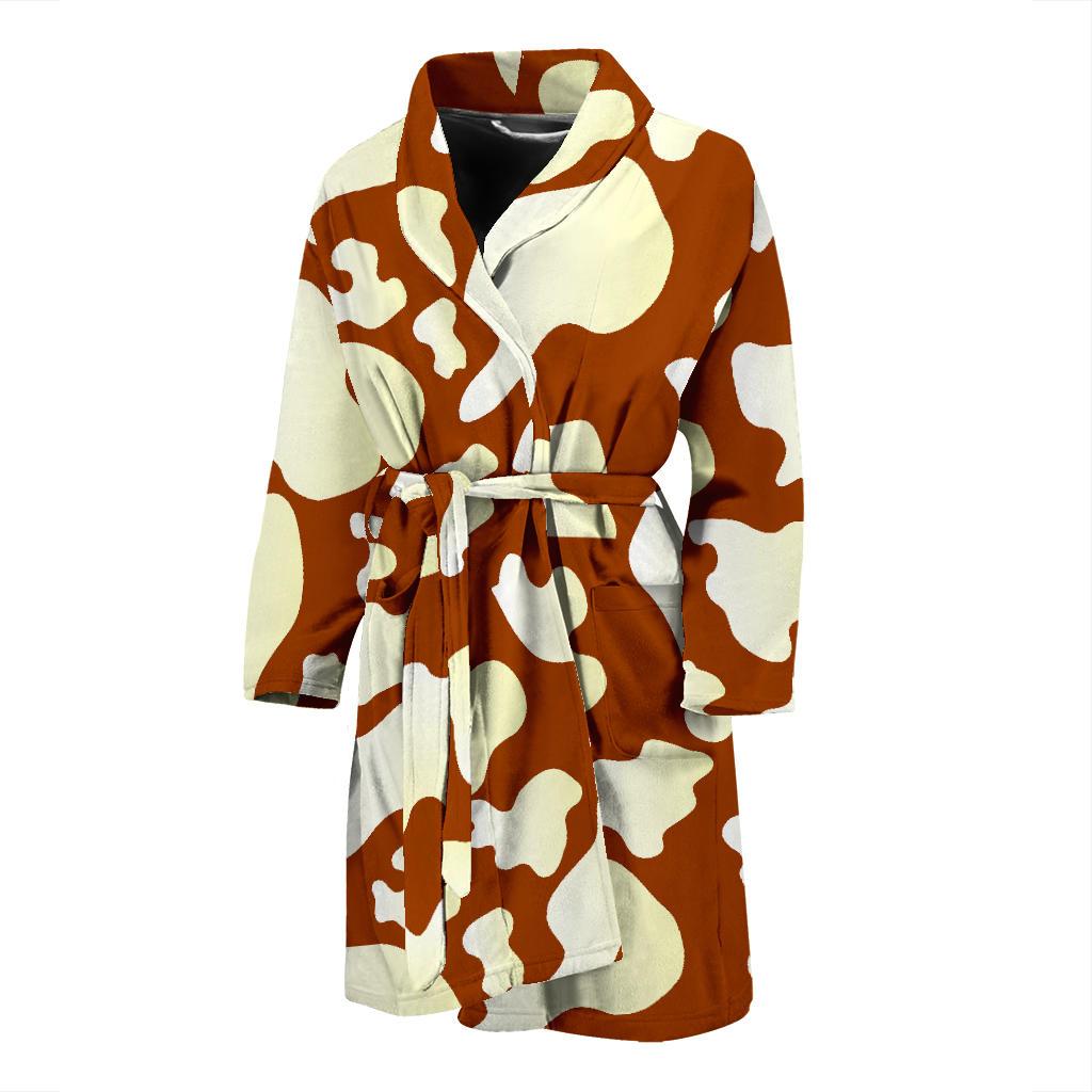 Chocolate And Milk Cow Print Men's Bathrobe