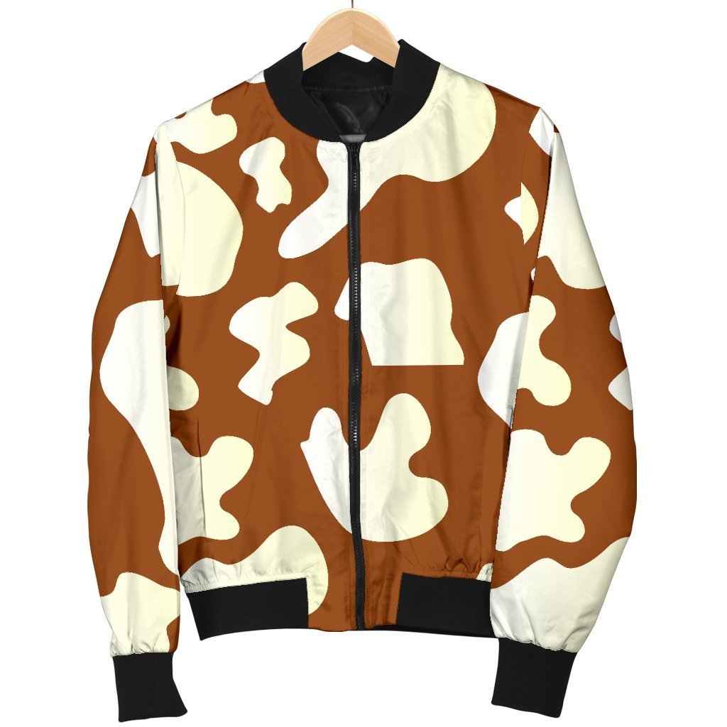 Chocolate And Milk Cow Print Men's Bomber Jacket