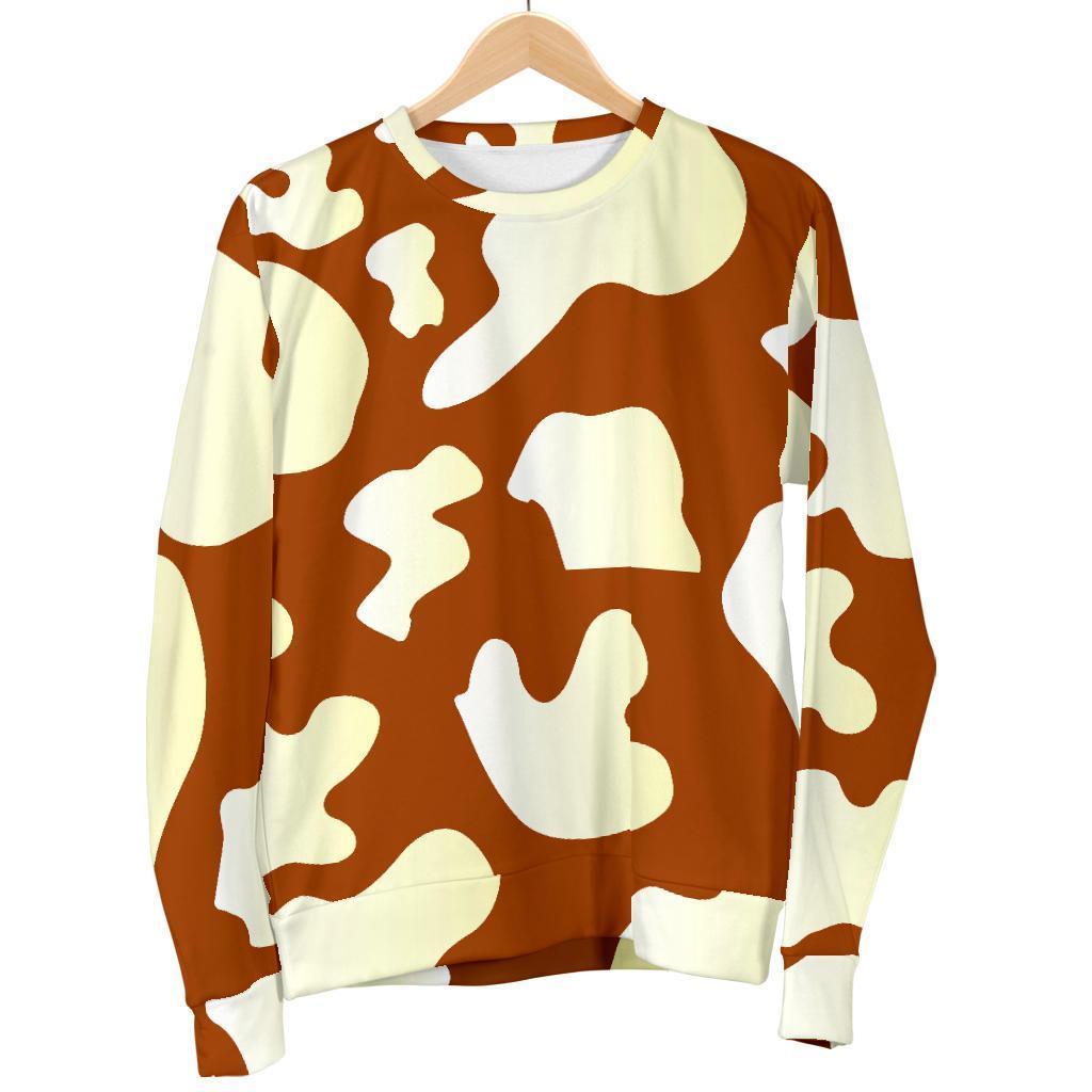 Chocolate And Milk Cow Print Men's Crewneck Sweatshirt