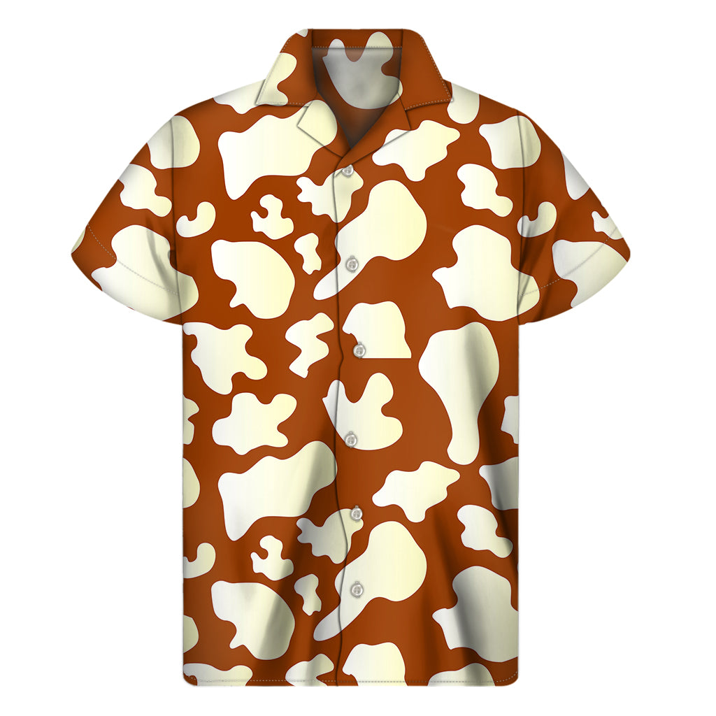 Chocolate And Milk Cow Print Men's Short Sleeve Shirt