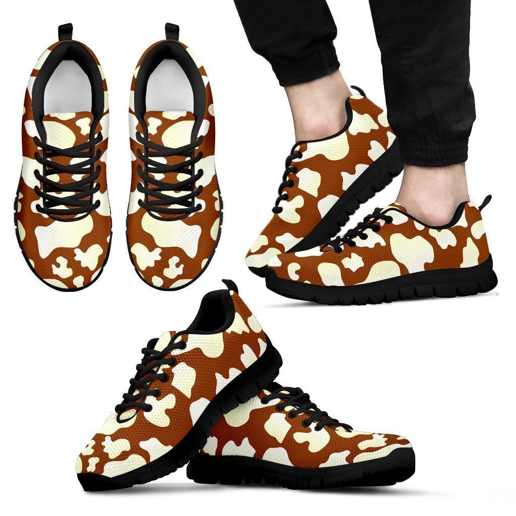 Chocolate And Milk Cow Print Men's Sneakers