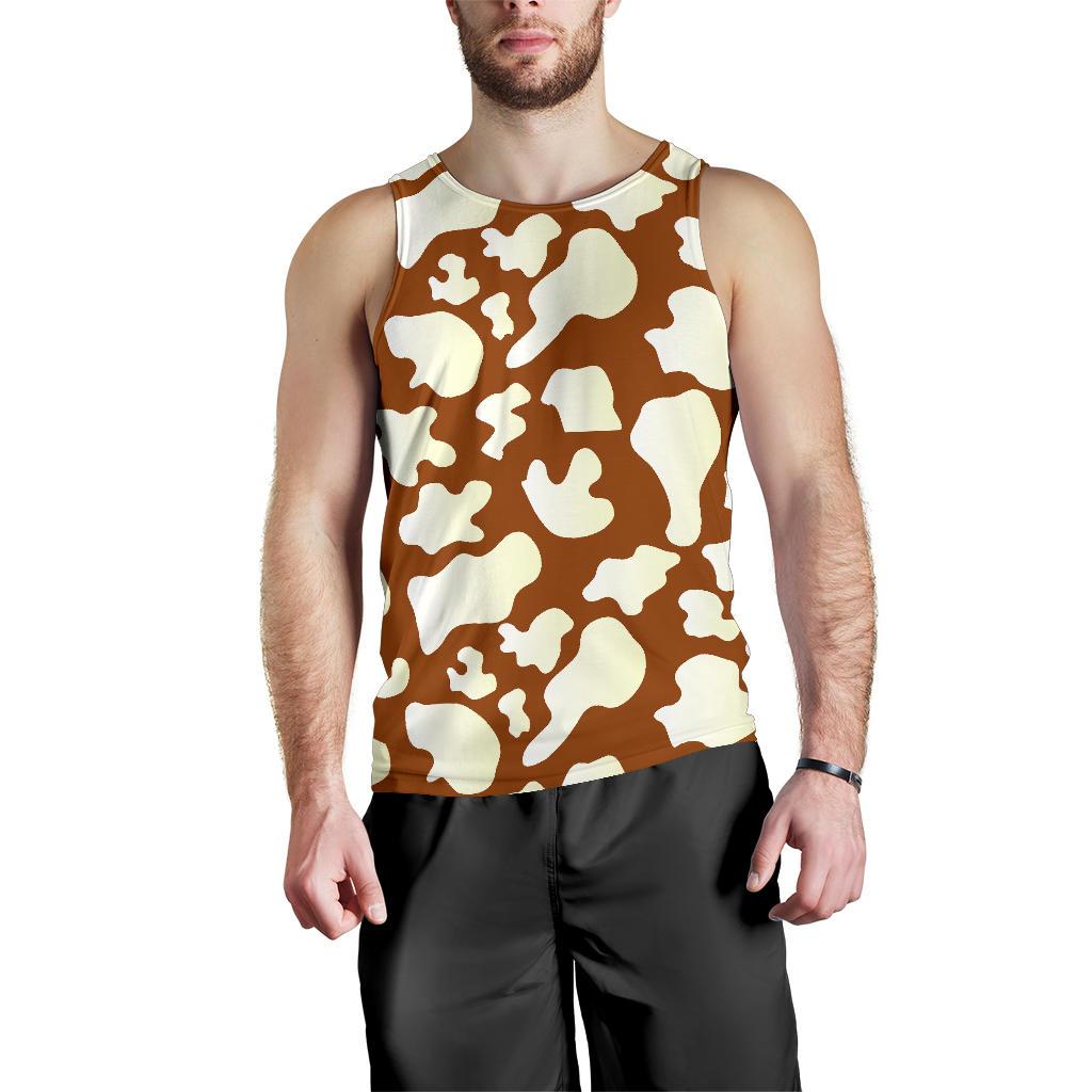 Chocolate And Milk Cow Print Men's Tank Top