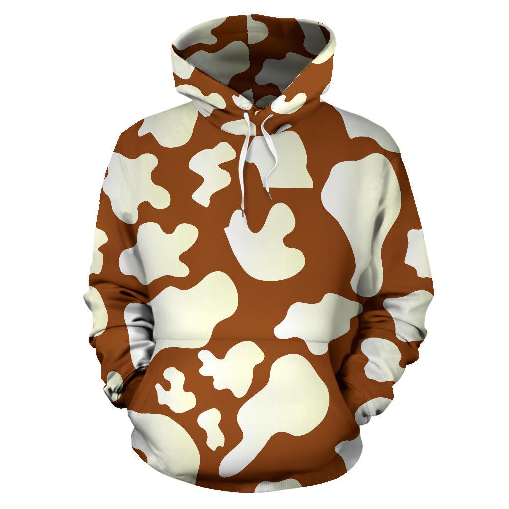 Chocolate And Milk Cow Print Pullover Hoodie