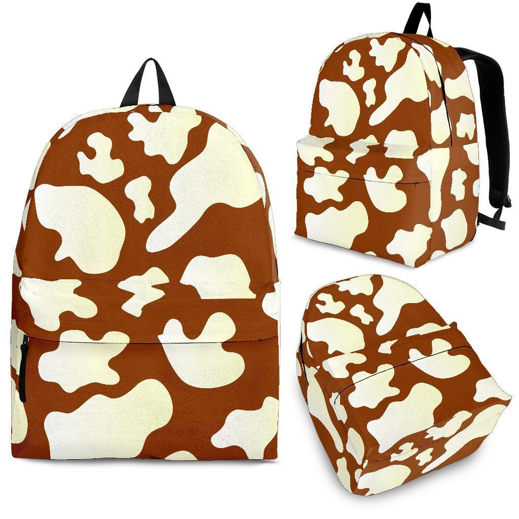 Chocolate And Milk Cow Print School Backpack