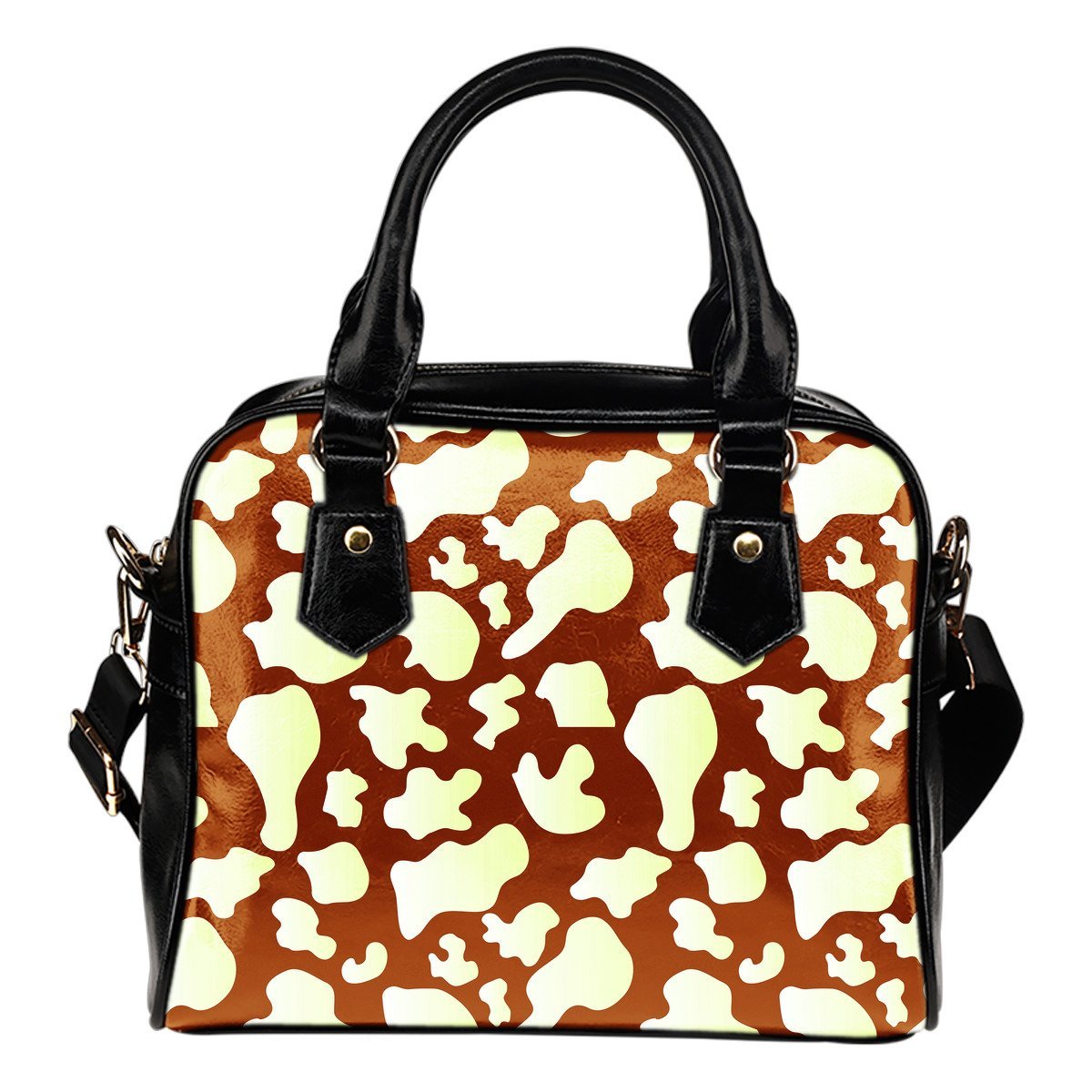 Chocolate And Milk Cow Print Shoulder Handbag