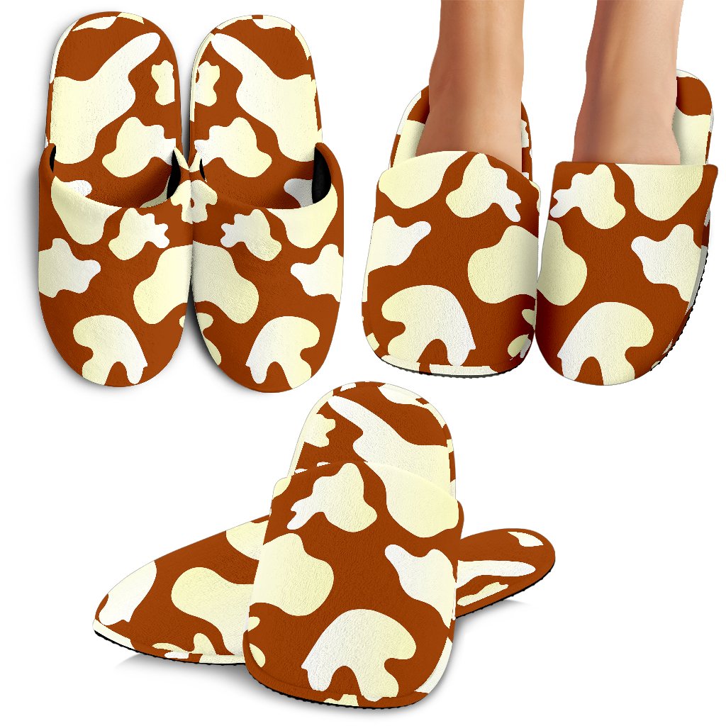 Chocolate And Milk Cow Print Slippers