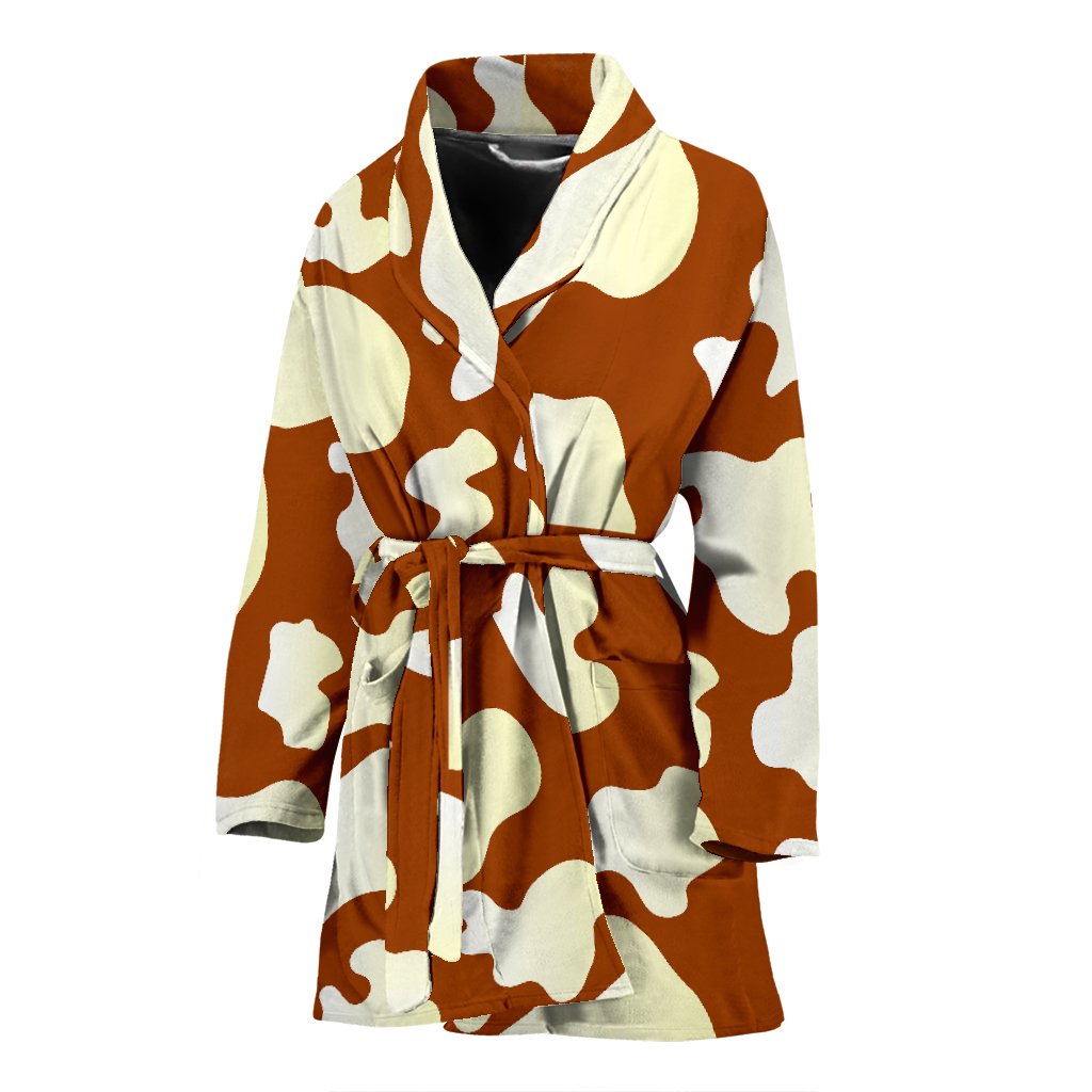 Chocolate And Milk Cow Print Women's Bathrobe