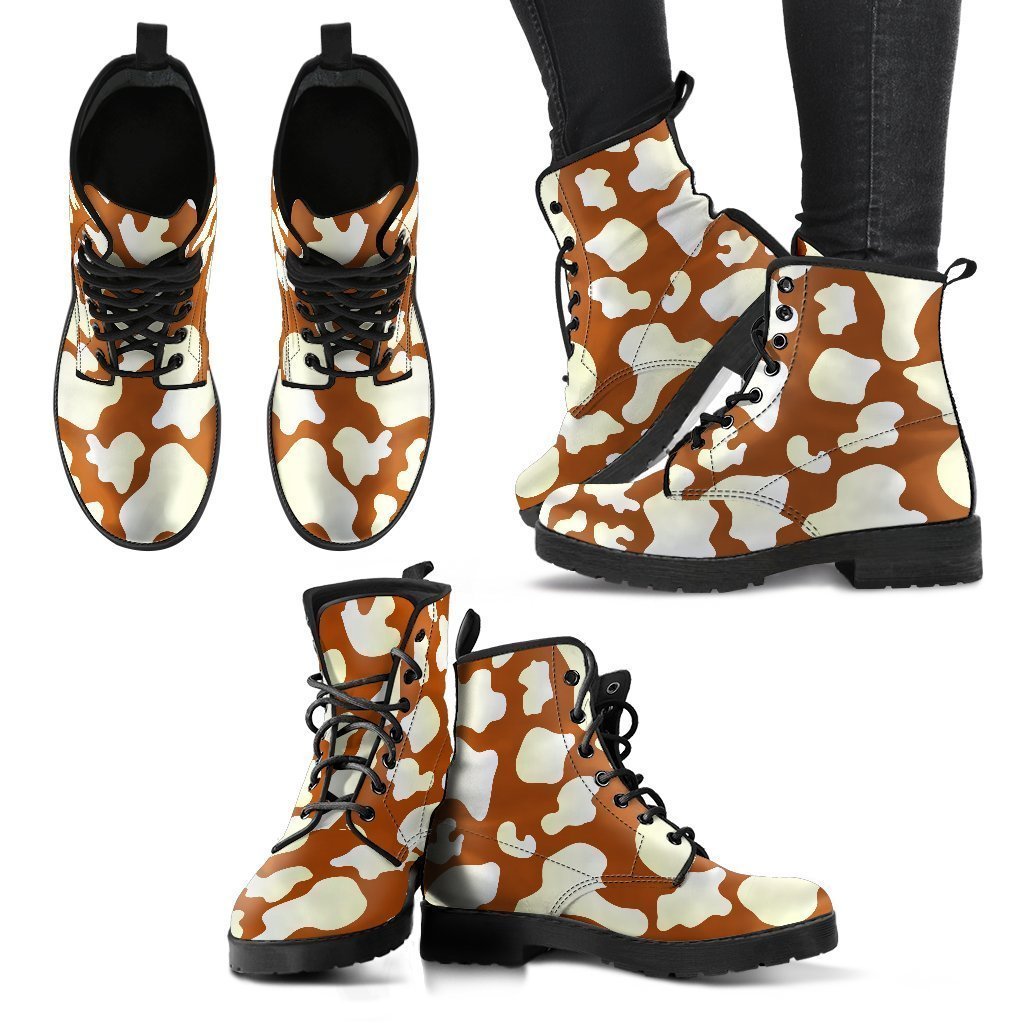 Chocolate And Milk Cow Print Women's Boots