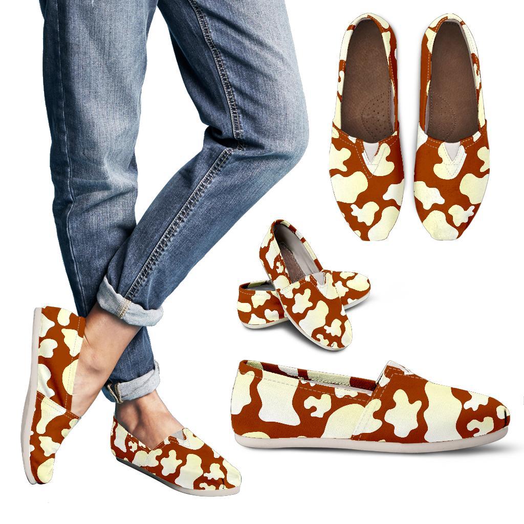 Chocolate And Milk Cow Print Women's Casual Canvas Shoes