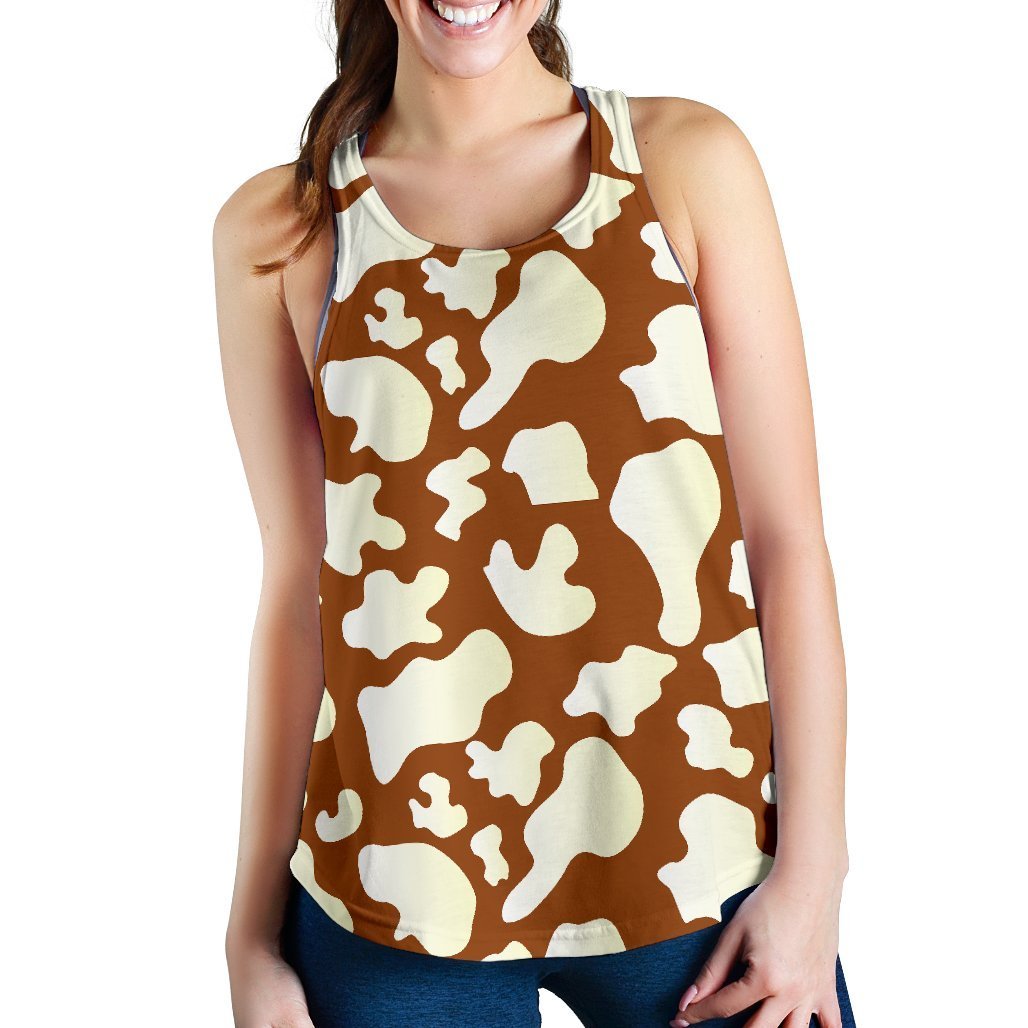 Chocolate And Milk Cow Print Women's Racerback Tank Top