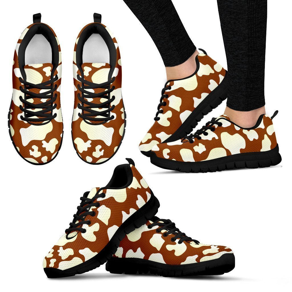 Chocolate And Milk Cow Print Women's Sneakers