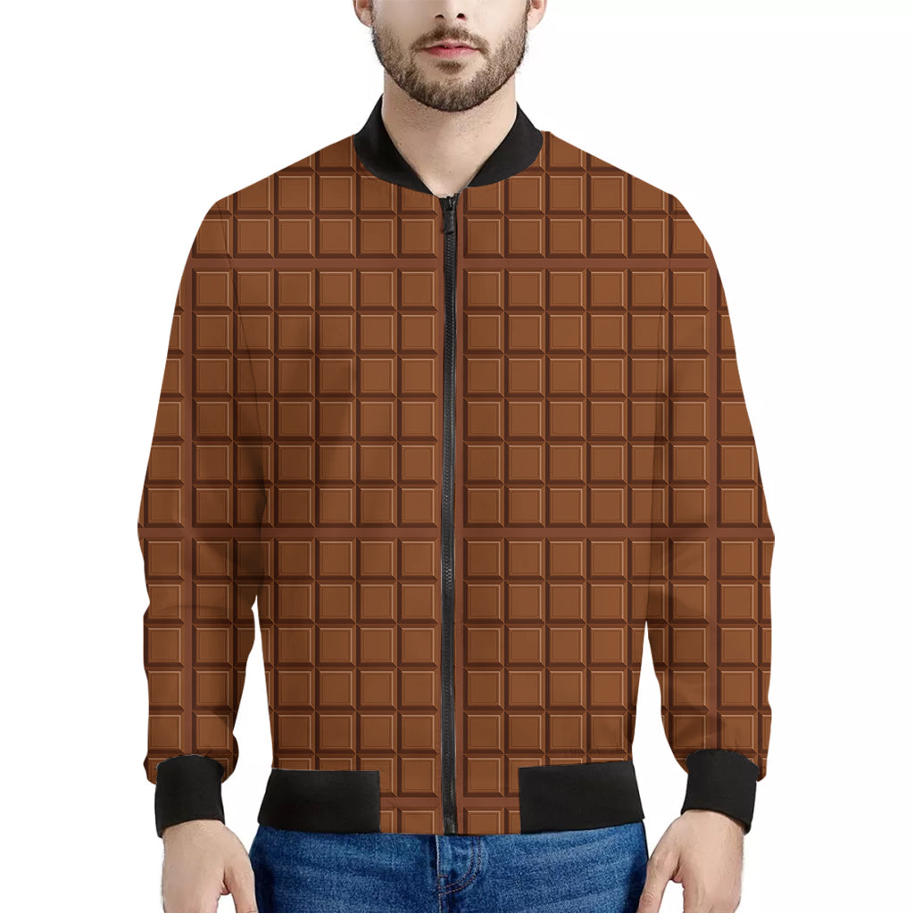 Chocolate Bar Pattern Print Men's Bomber Jacket