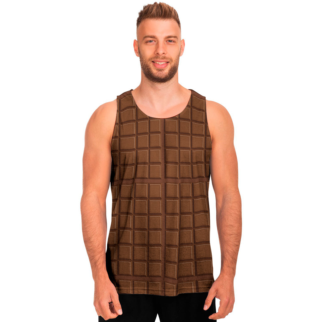 Chocolate Bar Pattern Print Men's Tank Top