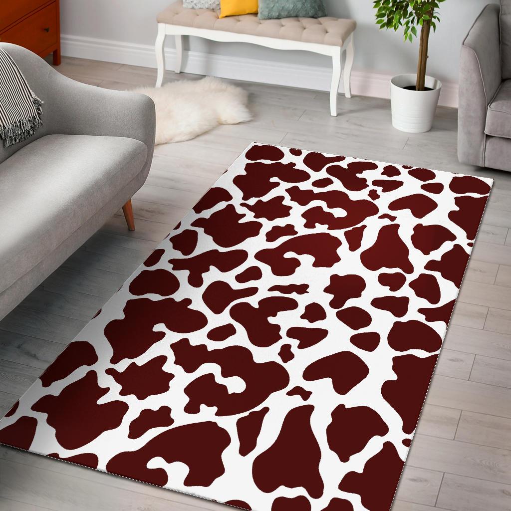 Chocolate Brown And White Cow Print Area Rug