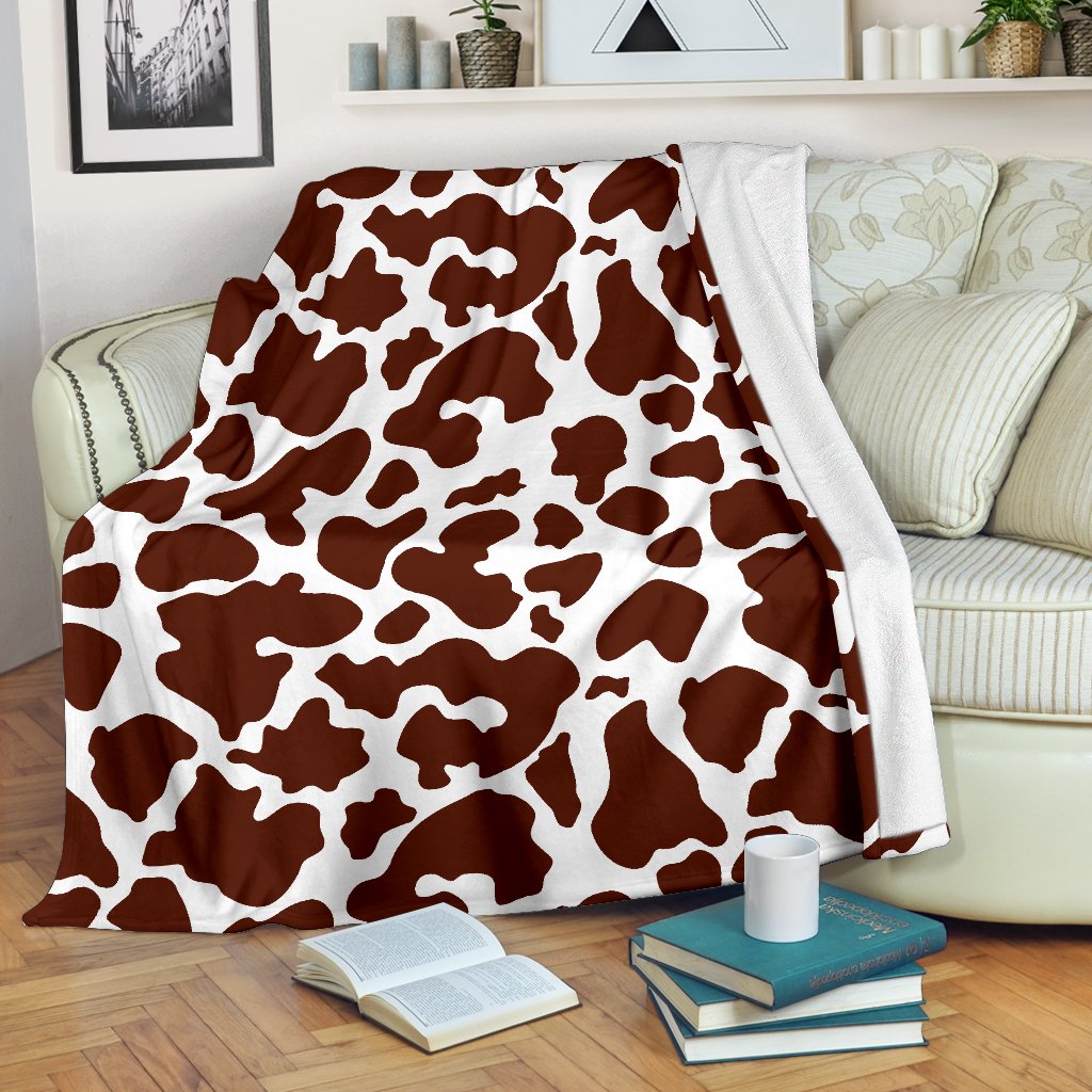 Chocolate Brown And White Cow Print Blanket