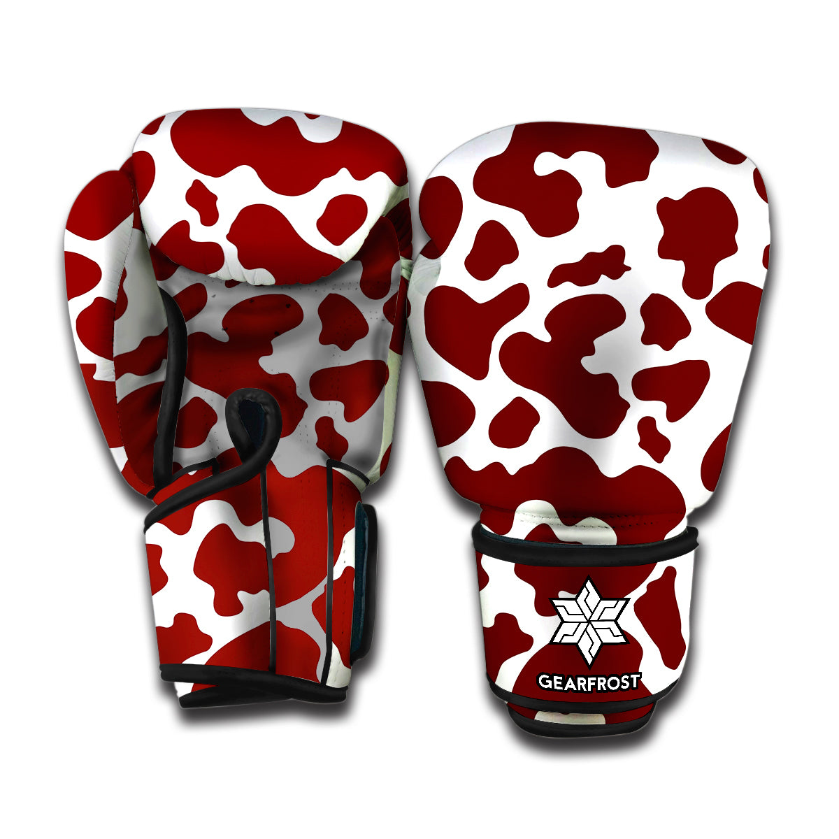 Chocolate Brown And White Cow Print Boxing Gloves