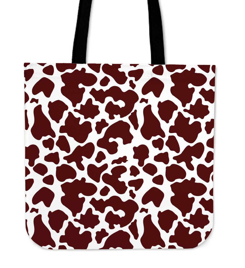 Chocolate Brown And White Cow Print Canvas Tote Bag