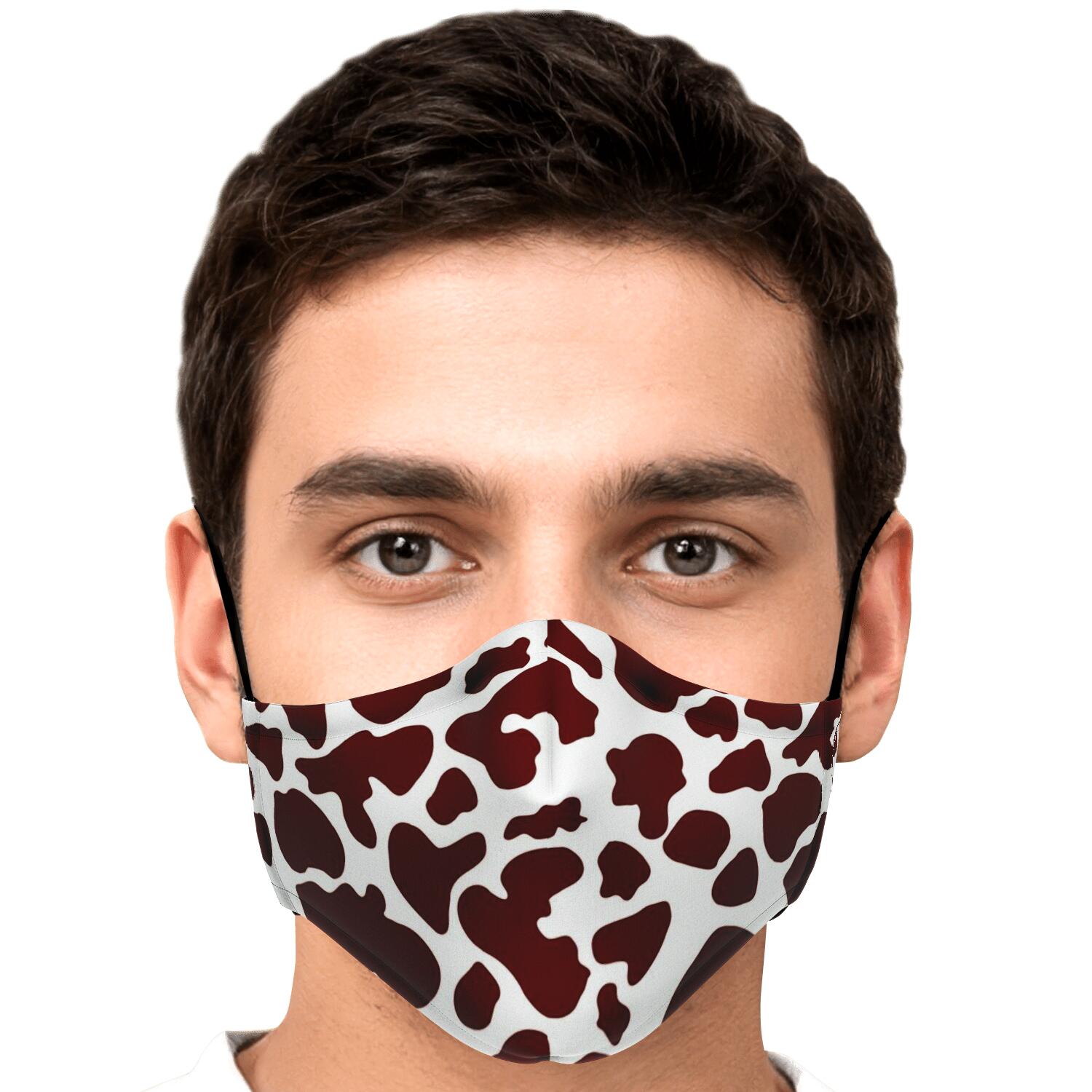 Chocolate Brown And White Cow Print Face Mask