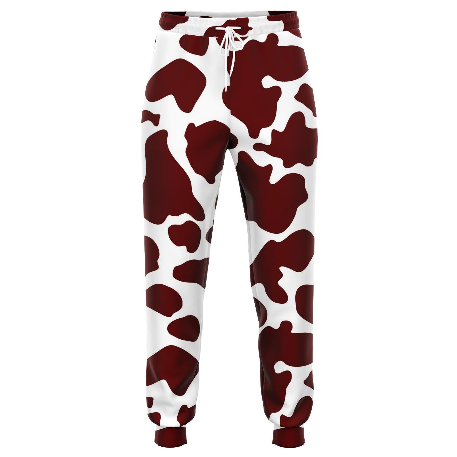 Chocolate Brown And White Cow Print Jogger Pants