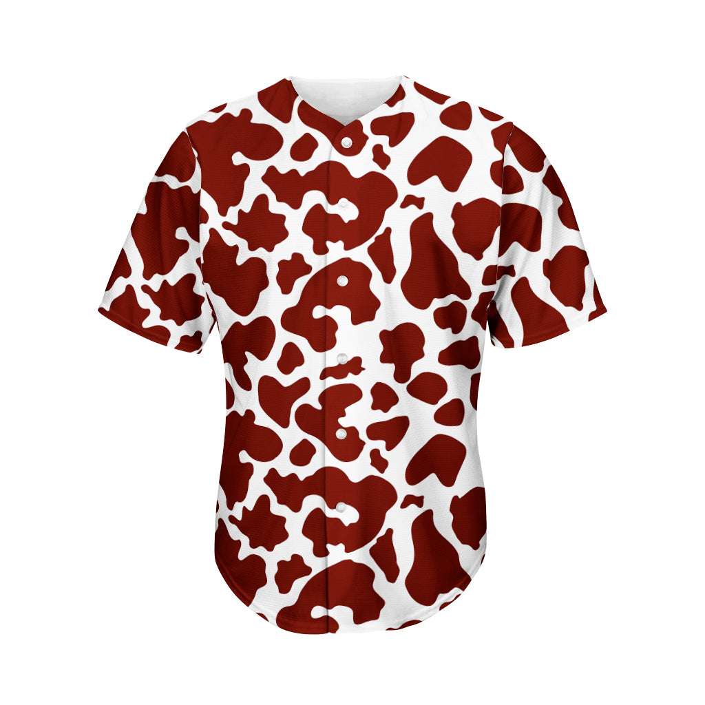 Chocolate Brown And White Cow Print Men's Baseball Jersey