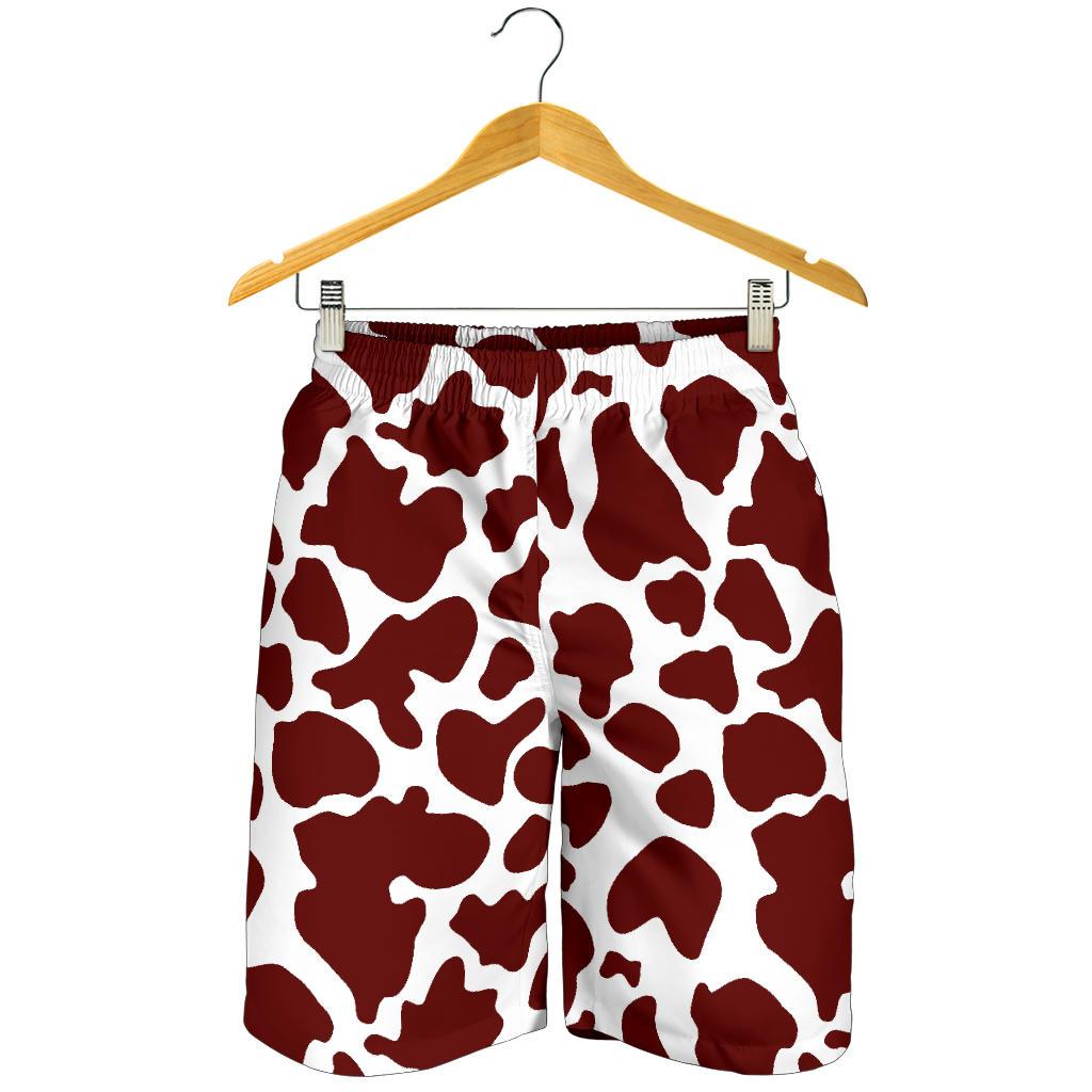 Chocolate Brown And White Cow Print Men's Shorts