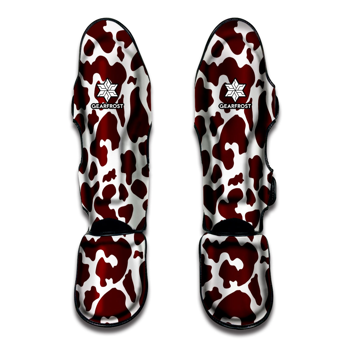 Chocolate Brown And White Cow Print Muay Thai Shin Guards