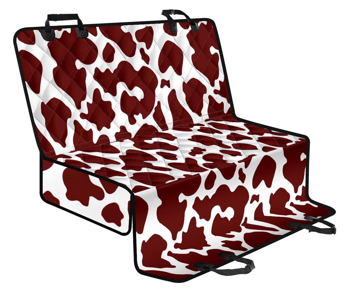 Chocolate Brown And White Cow Print Pet Car Back Seat Cover